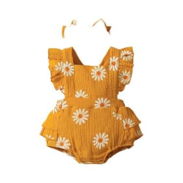 Imagem de Macacão Infantil Sem Mangas Com Babados Para Meninas, Body Para Recém-