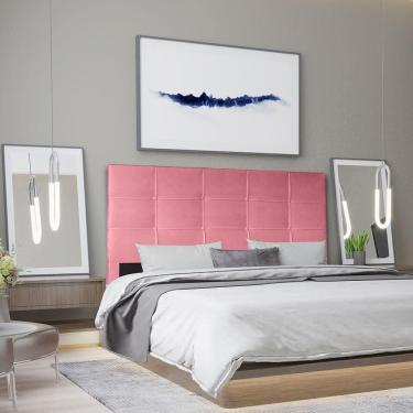 Imagem de Cabeceira Casal 1,95m Roma Suede Rosa