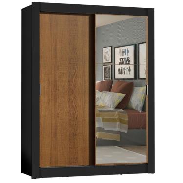 Imagem de Guarda Roupa Solteiro 2 Portas Correr Espelho Denver Madesa