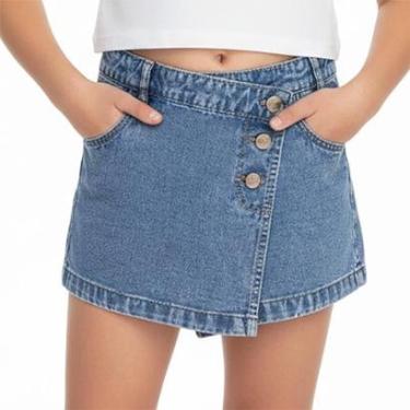 Imagem de Shorts Saia Juvenil Look Jeans Assimétrico Jeans - 6 - UNICA-Feminino