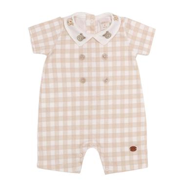 Imagem de Macacão Bebê Menino Xadrez Bordado Ursinho Mini & Co-Masculino