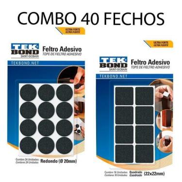 Imagem de Combo40 Feltro Protetor Adesivo Pé Sofá Cadeira Mesa Tekbond Preto, Pr
