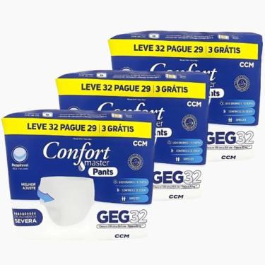 Imagem de Kit 3 Fraldas Calça Descartável Geriátrica Adulto Confort Master Pants