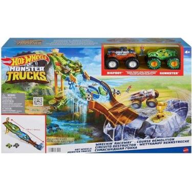 Imagem de Hot Wheels Playset Monster TRUCKS com 2 Caminhoes Mattel HJG32