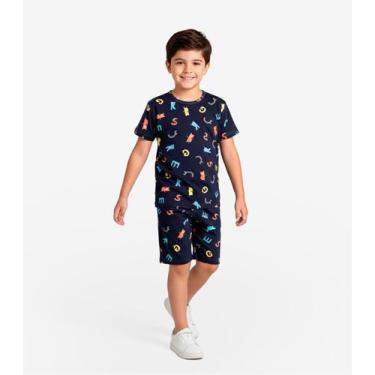Imagem de Pijama Infantil Camiseta E Bermuda Select Azul, 8, Azul