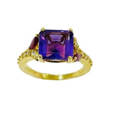 Imagem de Anel em Ouro 18K com Ametista, Rubi e Diamante - Joia Exclusiva - Just