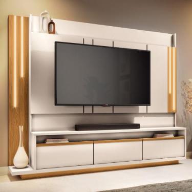Imagem de Estante Painel para TV 75 Pol com LED Mound B01 Off White Cinamomo - L