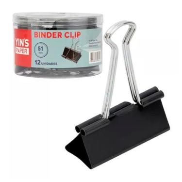 Imagem de Prendedor De Papel Binder Clips Grampo 51mm C/12 Escritorio Documentos