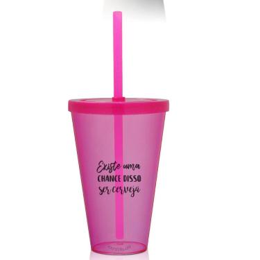 Imagem de Kit 2 Copos Com Tampa E Canudo Rosa Personalizados Para Live