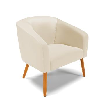 Imagem de Poltrona Decorativa Pé Palito Castanho Stella Sintético Bege D03 - D'Rossi