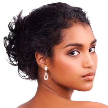 Imagem de Brincos de Pressão Gota Prateado Mulheres Festas Fashion - - anjo da m