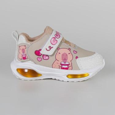 Imagem de Tênis Infantil Mini Pé Capivara Com Led Mp2530 Branco, Branco, Bege, 0