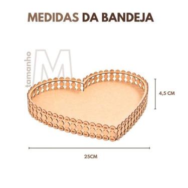 Imagem de Trio de Bandejas Coração Pérola MDF Cru Corte Laser Dia dos Namorados 