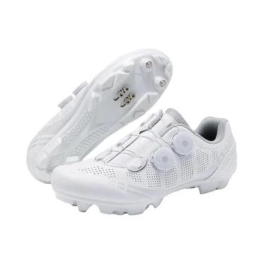 Imagem de Tênis De Ciclismo Masculino Branco Compatível Com SPD, Sapatos De Peda
