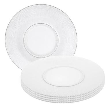 Imagem de Kit 4 Prato Raso Forjado Vidro Refeição Transparente 25,5cm - CLICK HO