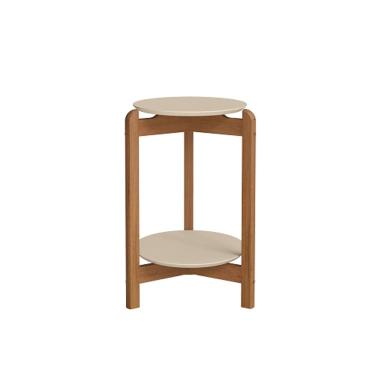Imagem de Mesa Lateral Lizz Off White/Cedro - Casa D Móveis