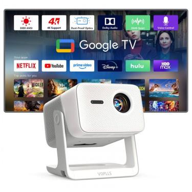 Imagem de Projetor Smart VOPLLS Branco Google TV WiFi 6 Bluetooth 1080P G7 110W