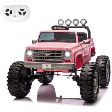 Imagem de Carrinho Elétrico Infantil Chevrolet Cheyenne Licenciado 24V, 2 Motores 200W, Controle Remoto, Música, Suspensão, Assento Largo, Rosa
