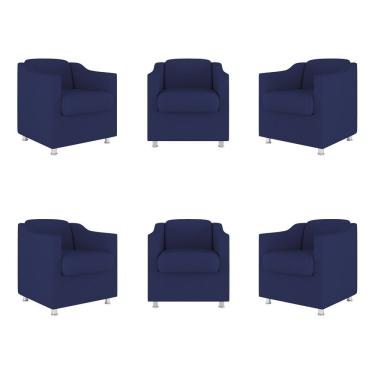 Imagem de Kit 6 Poltronas Tilla Sala De Espera Clínica Suede Azul Marinho Balaqui Decor