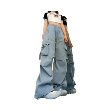 Imagem de Calças Cargo Femininas De Cintura Alta E Perna Larga, Estilo Vintage Y