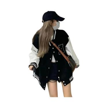 Imagem de Jaquetas Bomber Oversize Femininas Moda Outono Inverno Harajuku Casaco
