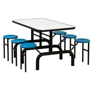 Imagem de Mesa para Refeitório ESCAMOTEÁVEL 06 Lugares MDP Branco de 25 mm - Ass