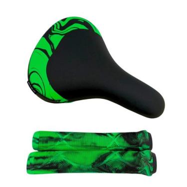 Imagem de Selim BMX GTS-K Tipo DDK C/ Carrinho + Par de Punhos Laranja -, Verde