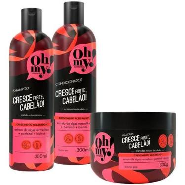 Imagem de Kit Shampoo Cond e Máscara Cresce Forte Cabelão 500ml Oh My - Haskell