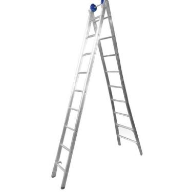Imagem de Escada Extensiva 4 em 1 2x9 Degraus em Alumínio Suporta 120kg Real Esc