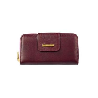 Imagem de Carteira feminina grande de couro liso Cindy - Andrea Vinci, Marsala