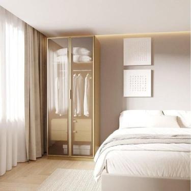 Imagem de Guarda-Roupa Modular 80cm com Portas Reflecta e Gaveteiro Jade CabeCas
