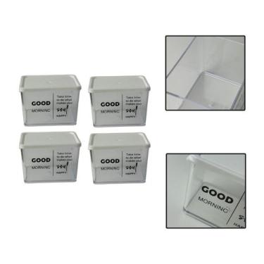 Imagem de Kit 4 Potes Herméticos Organizadores Alimentos Sabão 370ml - Isanog