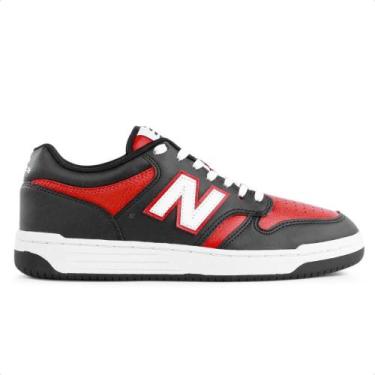 Imagem de Tênis New Balance 480 Low Masculino, 38, Preto, Vermelho