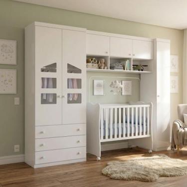 Imagem de Quarto Infantil Modulado Com Berço Doce Sonho Branco - Phoenix Baby