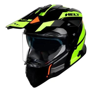 Imagem de Capacete Helt Cross Vision Glass Dusty Verde Com Óculos Interno Tamanh