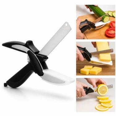 Imagem de Tesoura Faca 2 em 1 Inox Cozinha Corte Legumes - Yeet