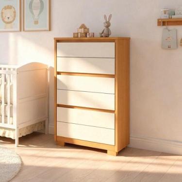 Imagem de Cômoda Para Quarto Pequena 6 Gavetas 79cm Unitá A04 Cinamomo Off White