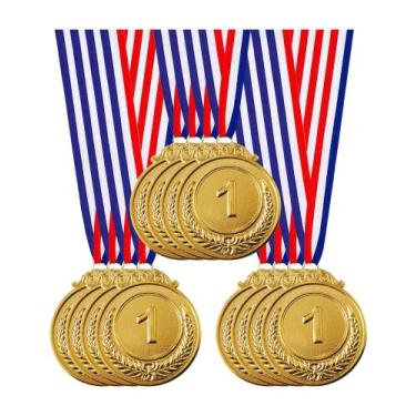 Imagem de Medalhas de Premiação Jauisus 12 Peças Douradas 5 cm Estilo Olímpico