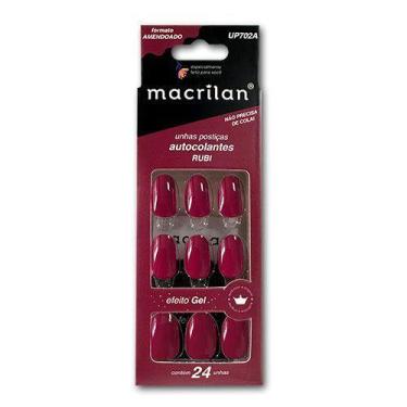 Imagem de Unhas postiças amendoado colantes 24 un. macrilan, RUBI