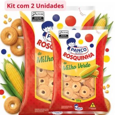 Imagem de Kit com 02 Biscoitos Rosquinha Milho Verde Panco 500g Crocante Doce La