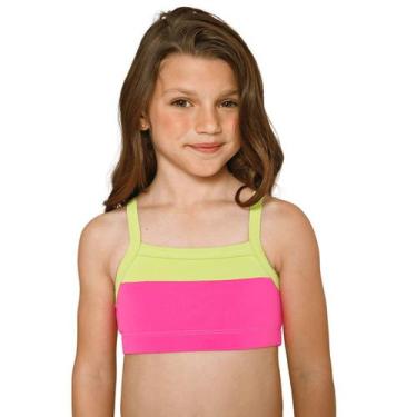 Imagem de Top Biquíni Infantojuvenil Kids Praia Lupo, Pink com verde fluor, 12