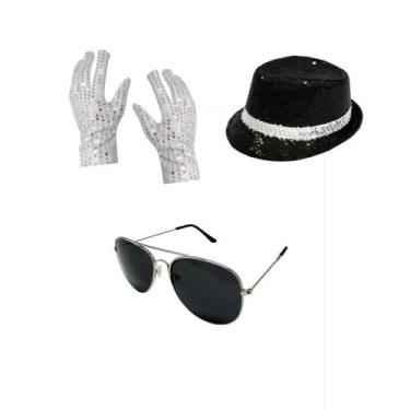 Imagem de Conjunto De Acessórios Para Fantasia De Michael Jackson: Chapéu Fedora