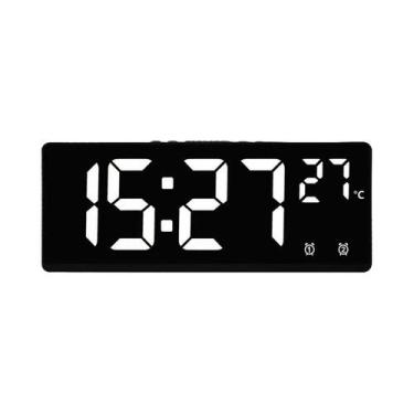 Imagem de Despertador Digital LED Com Controle Por Voz, Função Soneca Dupla, Tem