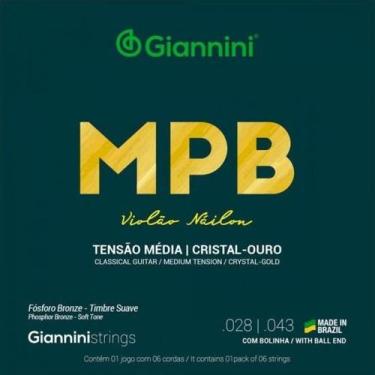 Imagem de Encordoamento Para Violão Nylon Com Bolinha Média Série MPB Giannini G
