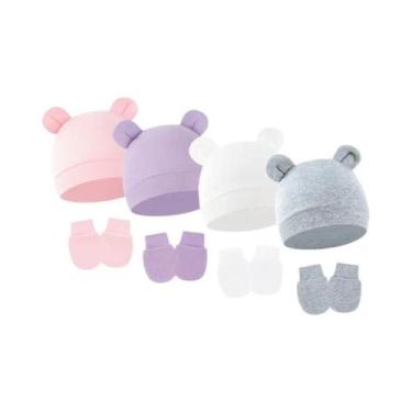 Imagem de Conjunto De Luvas E Gorro De Algodão Unissex Para Bebês Com Orelhas De