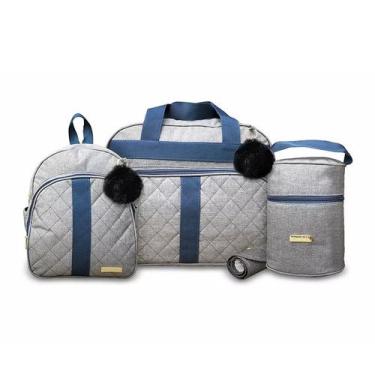 Imagem de Kit Bolsa Maternidade 4 Peças Mescla Bolsa Grande + Mochila + Frasquei