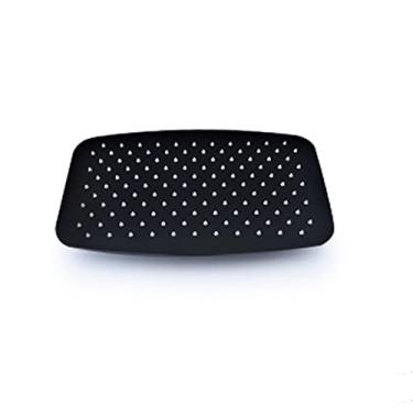 Imagem de Banheira de aço inoxidável redonda e quadrada de 8/10/12/16 polegadas, chuveiro com efeito de chuva e corrimãos preto fosco no banheiro, retângulo de 12 polegadas