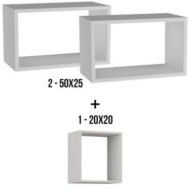 Imagem de Kit 3 Nichos Suspensos 100% Mdf Unic Plan 2 G 50 X 25 1 P 20 X 20 Cm B