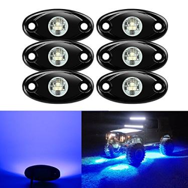 Imagem de 6 Pods LED Rock Lights, Ampper Waterproof LED Neon Underglow Light for Car Truck ATV UTV SUV Offroad Boat Underbody Glow Trail Rig Lamp (Blue)