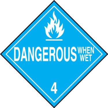 Imagem de Accuform Placa Signs MPL402CT100 PF-Cardstock Hazard Class 4 DOT Placard, Legend "Dangerous When Wet 10.2 cm com gráfico, 26 cm de largura x 26 cm de comprimento, branco sobre azul (pacote com 100)